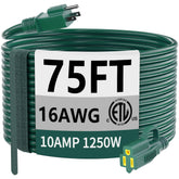 HUANCHAIN green 75ft outdoor extension cord ready for garden lighting and tools.