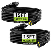 HUANCHAIN indoor-outdoor extension cord 15ft, 2-pack, versatile indoor/outdoor power solution.