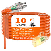 HUANCHAIN outdoor extension cord with lighted end for easy power checks in dim environments