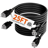 HUANCHAIN outdoor extension cord 25 ft two-pack for reliable outdoor power access.