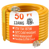 HUANCHAIN outdoor extension cord 50ft yellow light for high visibility outdoors