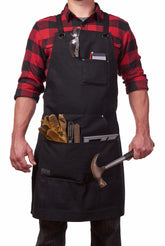 Hudson Durable Goods waxed canvas apron front view showing rugged durability and accessible pockets.