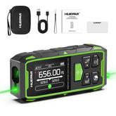 Huepar bilateral green laser distance meter front view for fast two-way measurements