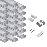 Hunhun 20-pack U-shape LED channel with milky cover for seamless under-cabinet lighting