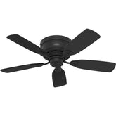 Hunter 42-inch indoor ceiling fan no light, front view in matte black, showcasing sleek profile