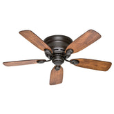 Hunter low-profile bronze ceiling fan front view for compact rooms.