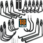 HUPBIPY 18-pack garage hooks with anti-slip coating securely hold tools.