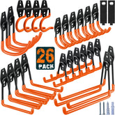HUPBIPY 26-pack garage hooks in sturdy steel with anti-slip coating for secure hanging.