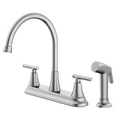 HURRAN 2-handle faucet with pull-out sprayer for easy sink cleaning.