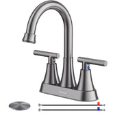 Hurran 4-inch brushed grey faucet spout for ample sink space.