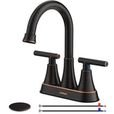 Hurran 4-inch center-set faucet in oil-rubbed bronze for a sleek bathroom upgrade