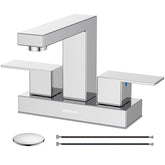 Hurran 4-in chrome bathroom faucet with durable stainless steel for long-lasting use.