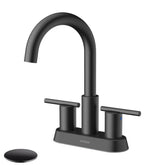 Hurran 4-inch centerset faucet fits 3-hole vanities with easy installation.