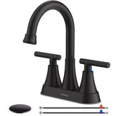 Hurran matte black faucet closeup showing durable stainless finish_resists fingerprints and water spots