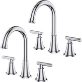 Hurran chrome bathroom faucet wide spread 3-hole design for easy handwashing