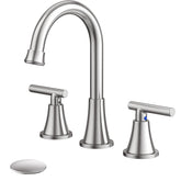 Hurran brushed nickel faucet spout provides ample reach for easy handwashing.