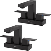 Hurran matte black bathroom faucet 4-inch design, sturdy stainless steel for reliable everyday use.