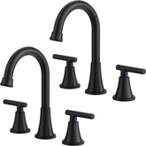 Hurran matte black faucet with swiveling spout for easy handwashing