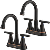 Hurran oil rubbed bronze faucet with 4 inch center spout for ample sink space