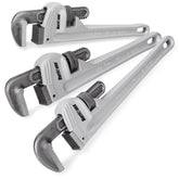 HURRICANE 3-piece aluminum pipe wrench set in compact form for easy transport.