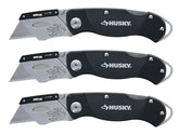 Husky folding knife with textured handle for a secure grip.
