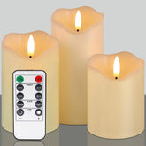 HVOPGEEUAN flickering flameless candles ivory 3-pack glow with a warm, realistic ambiance.