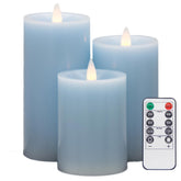 HVTDECOR flameless candles blue set of 3 with safe ambient lighting for rooms