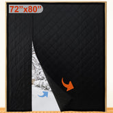 HxLmn reversible magnetic door curtain blocks drafts to save energy.