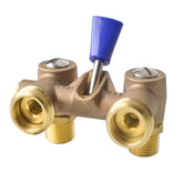 HYDRO MASTER brass body shut-off valve close-up for durable water control.
