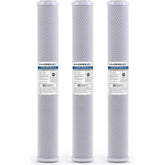 Hydronix HX-CB-25-2010/3 three-pack filter front view enhances taste with coconut carbon.