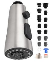 Hygie Rinse faucet head in brushed nickel finish for durable kitchen upgrade.