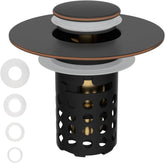 Hygie Rinse universal sink drain strainer captures hair to prevent clogs.