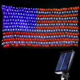 HYH American flag lights outdoors in solar net design for yard display