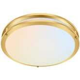 Hykolity 16-inch gold LED flush mount front view with diffuser for even illumination.