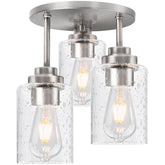 Hykolity 3-light semi-flush mount with brushed-nickel finish for modern ceiling appeal.