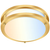 Hykolity flush-mount LED ceiling light with gold Saturn finish for hallway ambiance