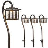 Hykolity pathway light in oil-rubbed bronze delivering warm pathway illumination.