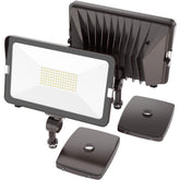 Hyperlite 70W flood light with knuckle mount for adjustable outdoor illumination.