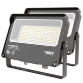 Hyperlite 150W flood light front view for bright, even yard illumination