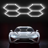 Hyperlite Gen 2 hexagon light packaged for quick garage setup and bright, even coverage.