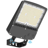 HyperLITE parking-lot-light front view shows 200W brightness for clear outdoor illumination.