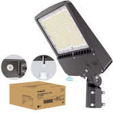 HYPERLITE LED parking lot light, front view, delivering broad, even illumination.