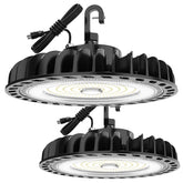HYPERLITE UFO high bay light, front view, delivers wide, even illumination for large spaces.