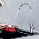 Hyvesan RO faucet with brushed nickel finish, wobble-proof base for stable mounting.