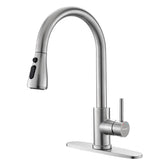 Ibergrif kitchen faucet pull-down spray demonstrates flexible reach for easy dish cleanup.