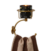 ICCTUO solid brass hand towel holder and candle sconce with durable antique finish