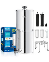IceJoy 8-stage gravity filtration system front view in stainless steel for durable countertop use.