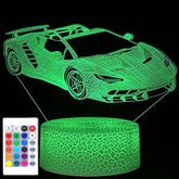 i-CHONY Sport Car Night Light acrylic panel showing the striking 3D car illusion for kids' rooms