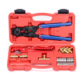 iCRIMP Ratchet Cinch Tool main view showing universal clamp compatibility for PEX installations