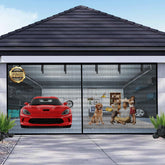 Iduontis garage screen 16x7 fit shows a precise two‑car opening with ample ventilation